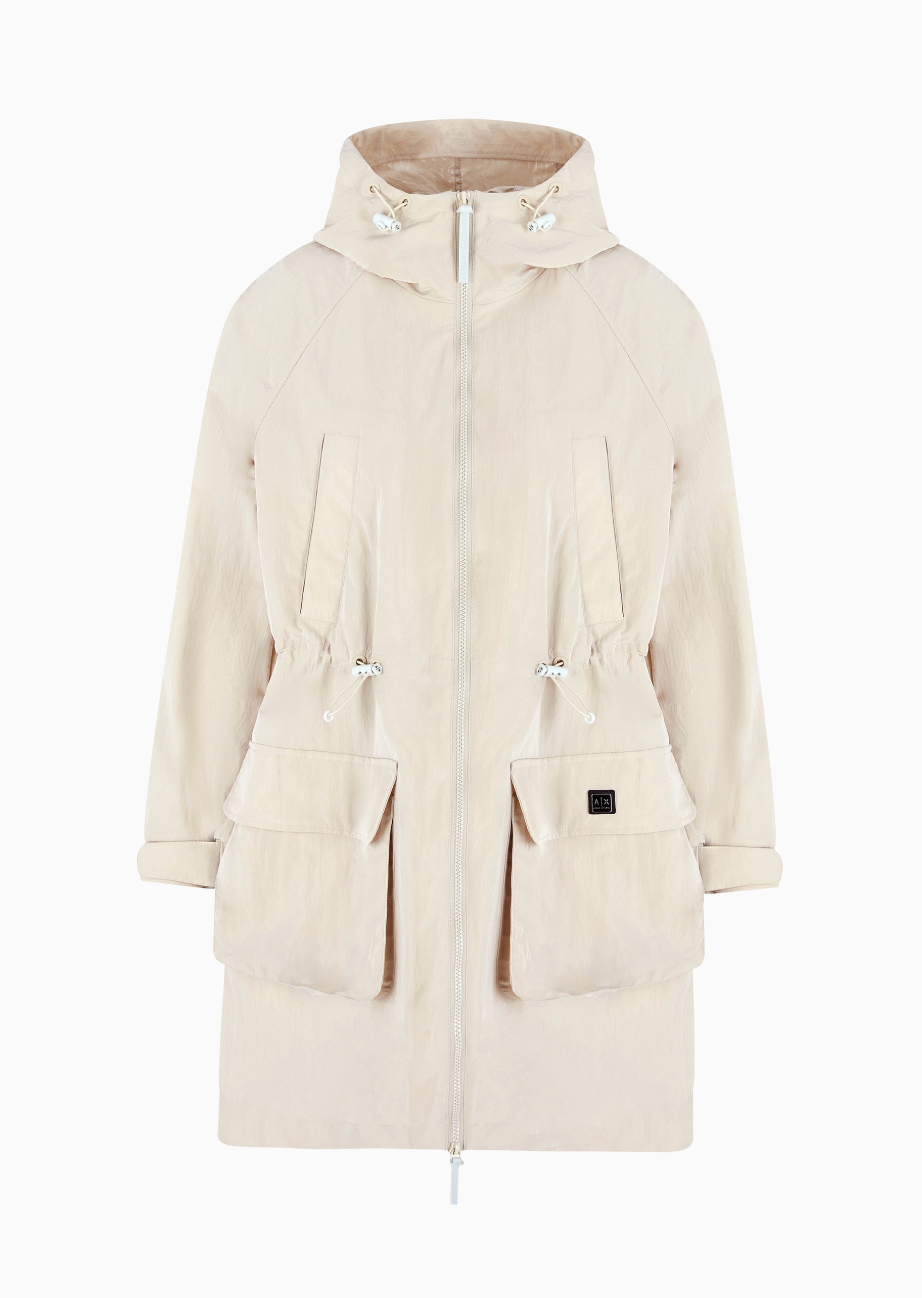 ARMANI EXCHANGE 女士长袖中长款连帽插肩腰部抽绳夹克
