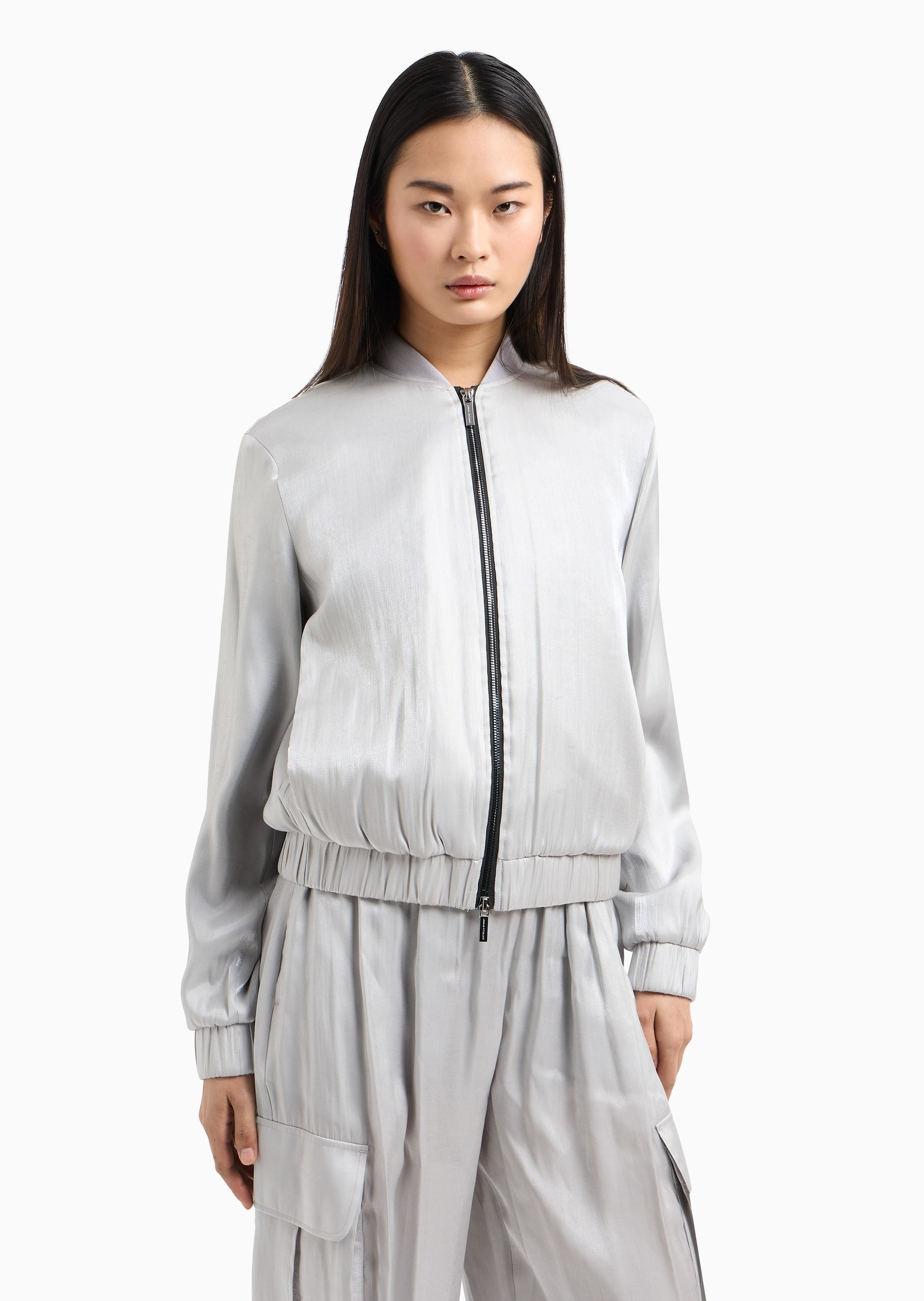 ARMANI EXCHANGE 女士合身长袖棒球领飞行员夹克棉服外套