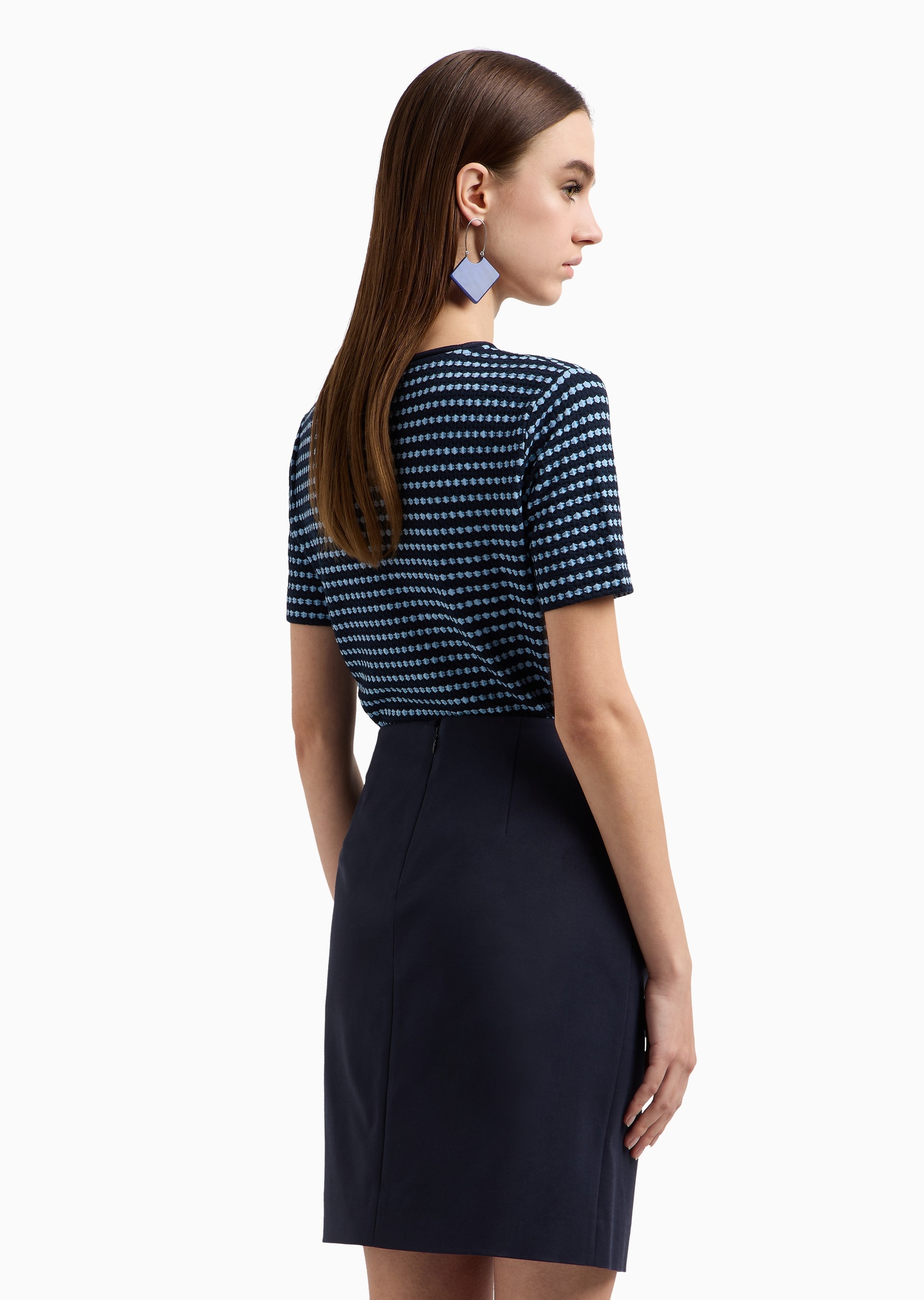Emporio Armani 女士棉质微弹合身短款不规则设计感半身裙