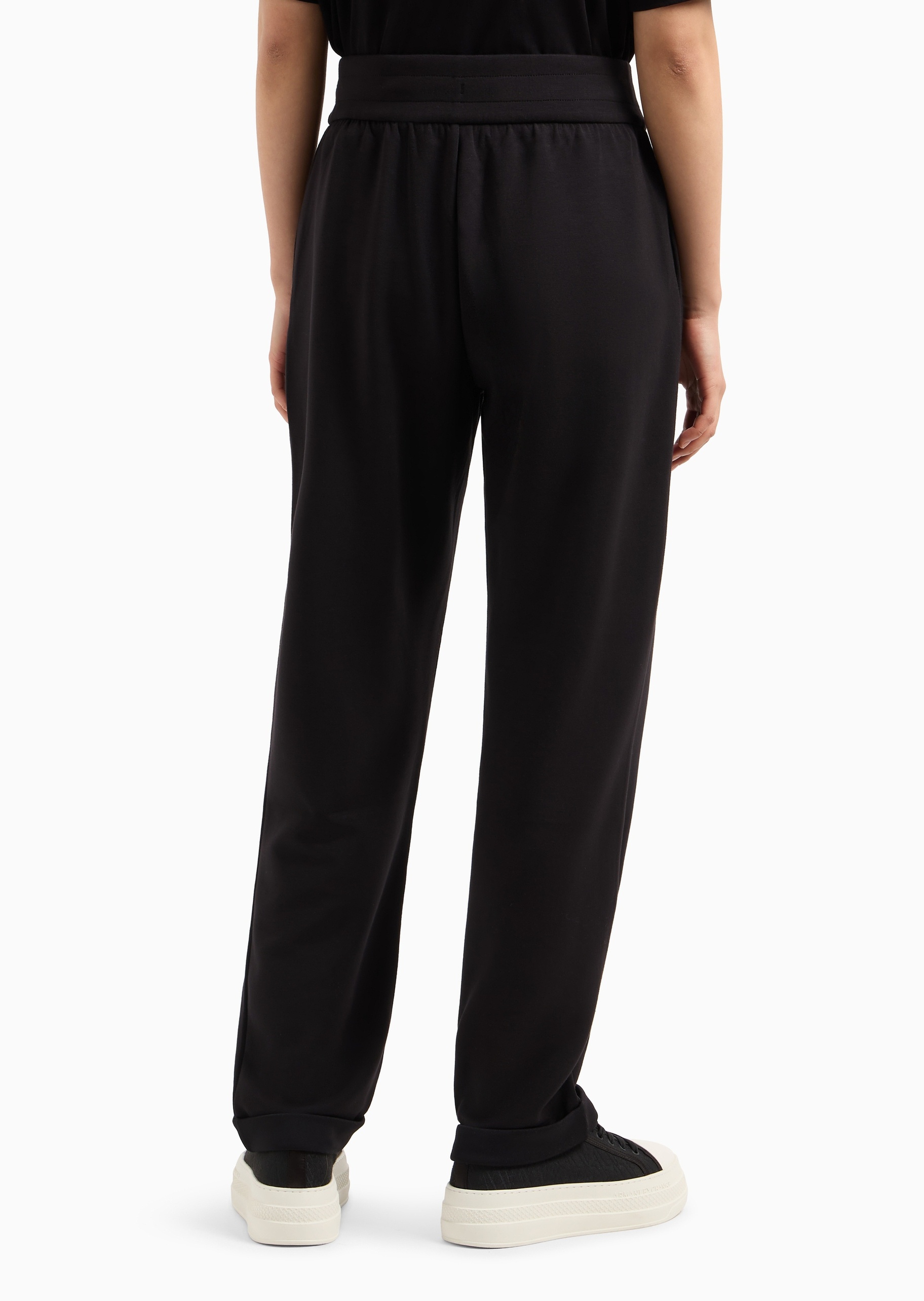 ARMANI EXCHANGE 女士弹力宽松系带长款直筒纯色卫裤