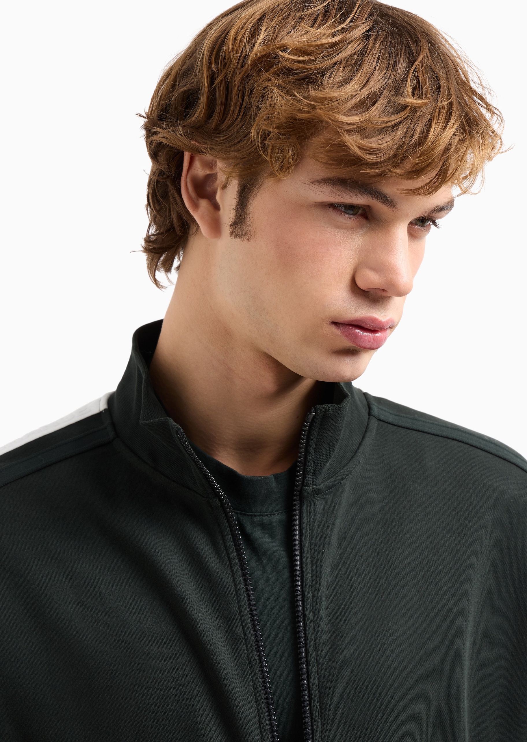 ARMANI EXCHANGE 男士全棉宽松长袖立领运动开衫卫衣外套
