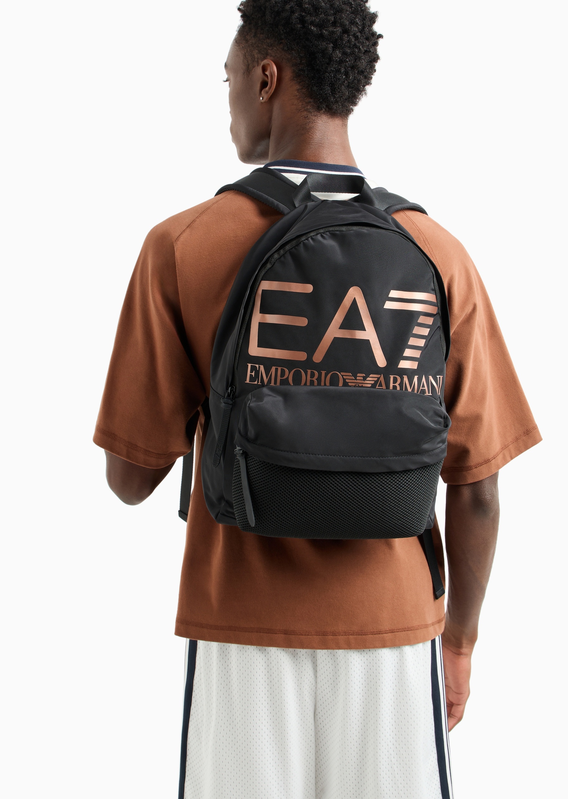 EA7 男女同款大容量拉链可调节网球手提双肩包