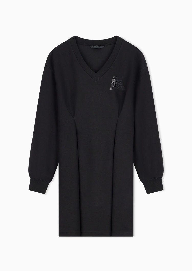 ARMANI EXCHANGE 女士长袖V领亮片标识优雅连衣裙