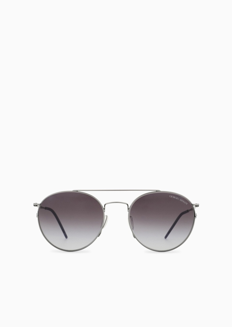 Giorgio Armani 男士双杠细框复古飞行员太阳眼镜