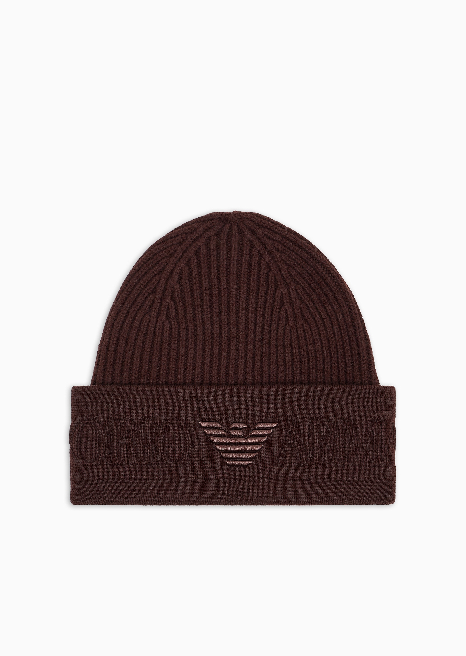 Emporio Armani 男士绵羊毛圆顶翻边休闲针织毛线帽