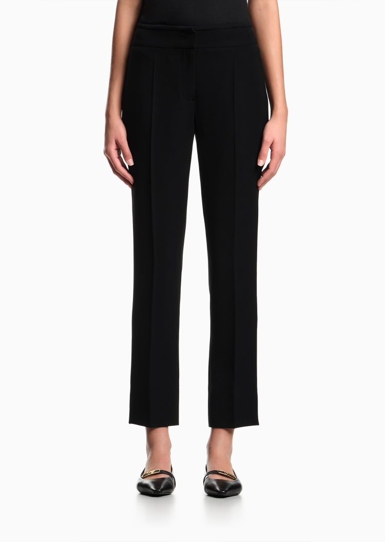 Emporio Armani 女士修身高腰长款直筒微喇小开衩休闲裤