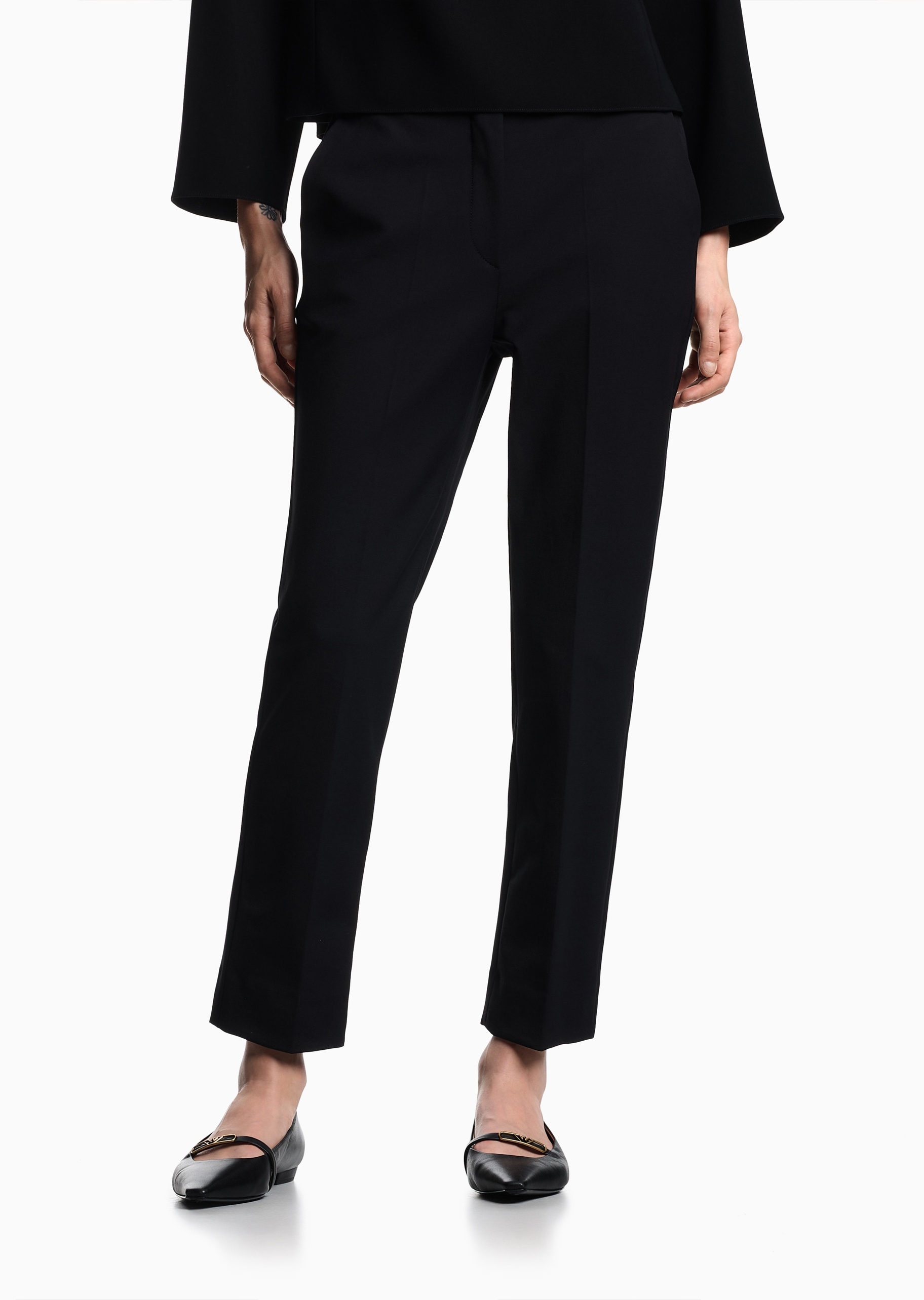 Emporio Armani 女士七分修身直筒铅笔休闲弹力西装裤