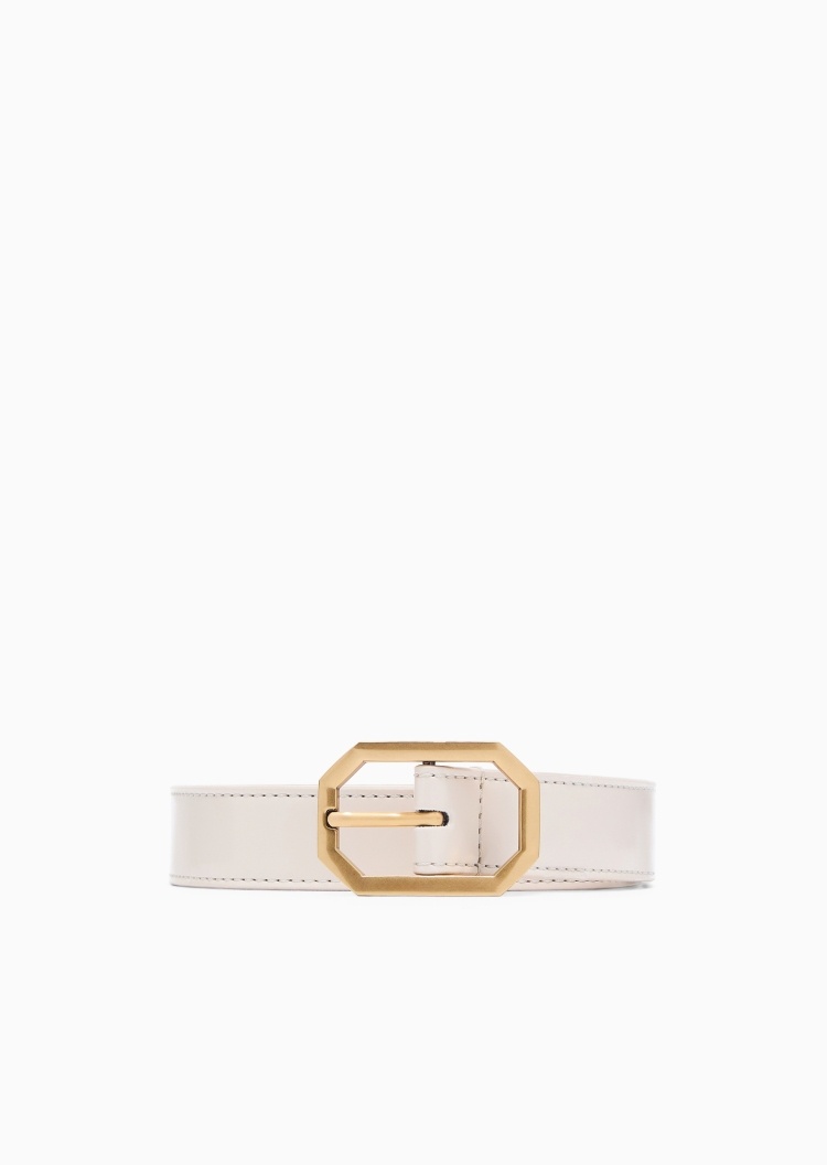 Emporio Armani 女士细款金属几何带扣商务休闲针扣腰带