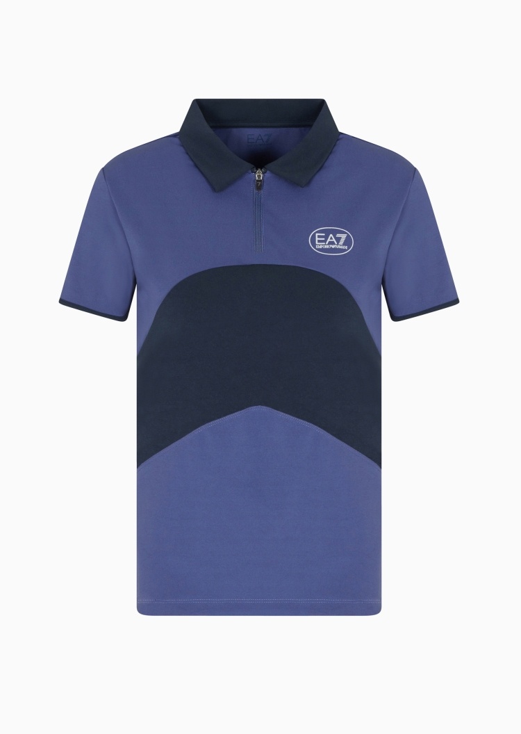 EA7 女士弹力短袖翻领网球Polo衫