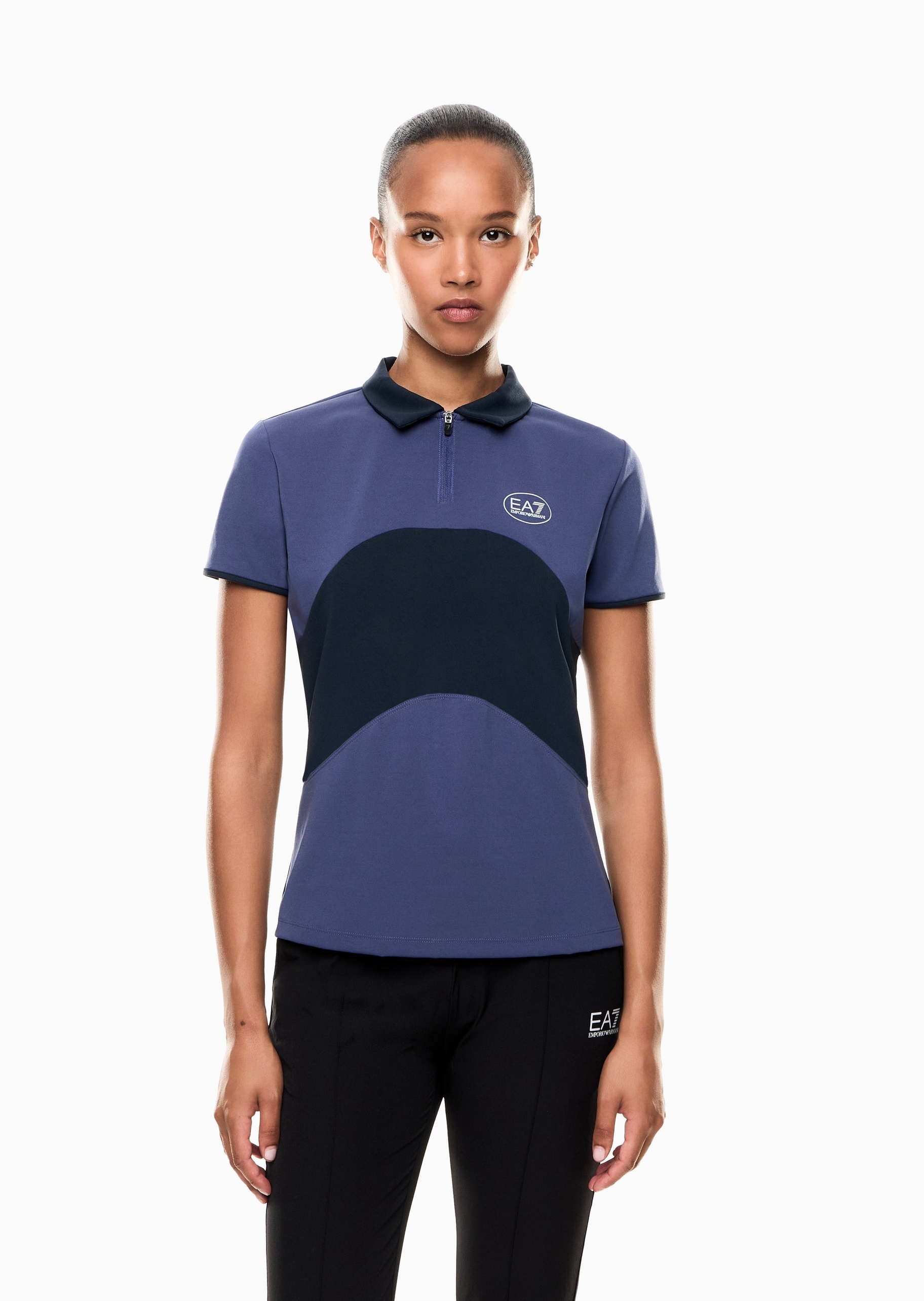 EA7 女士弹力短袖翻领网球Polo衫