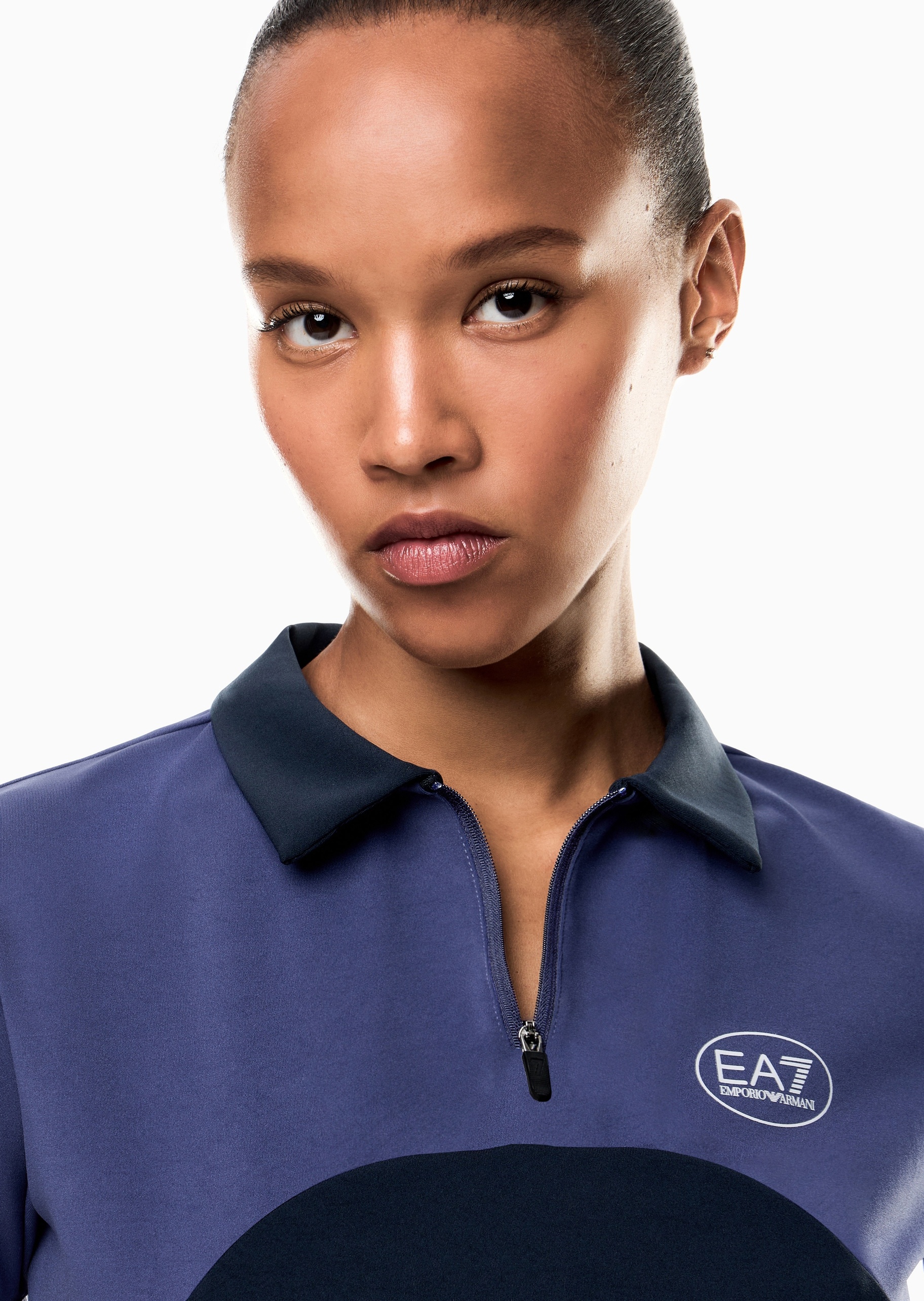 EA7 女士弹力短袖翻领网球Polo衫