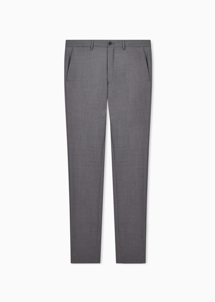 Giorgio Armani 男士合身长款直筒商务简约纯色休闲裤