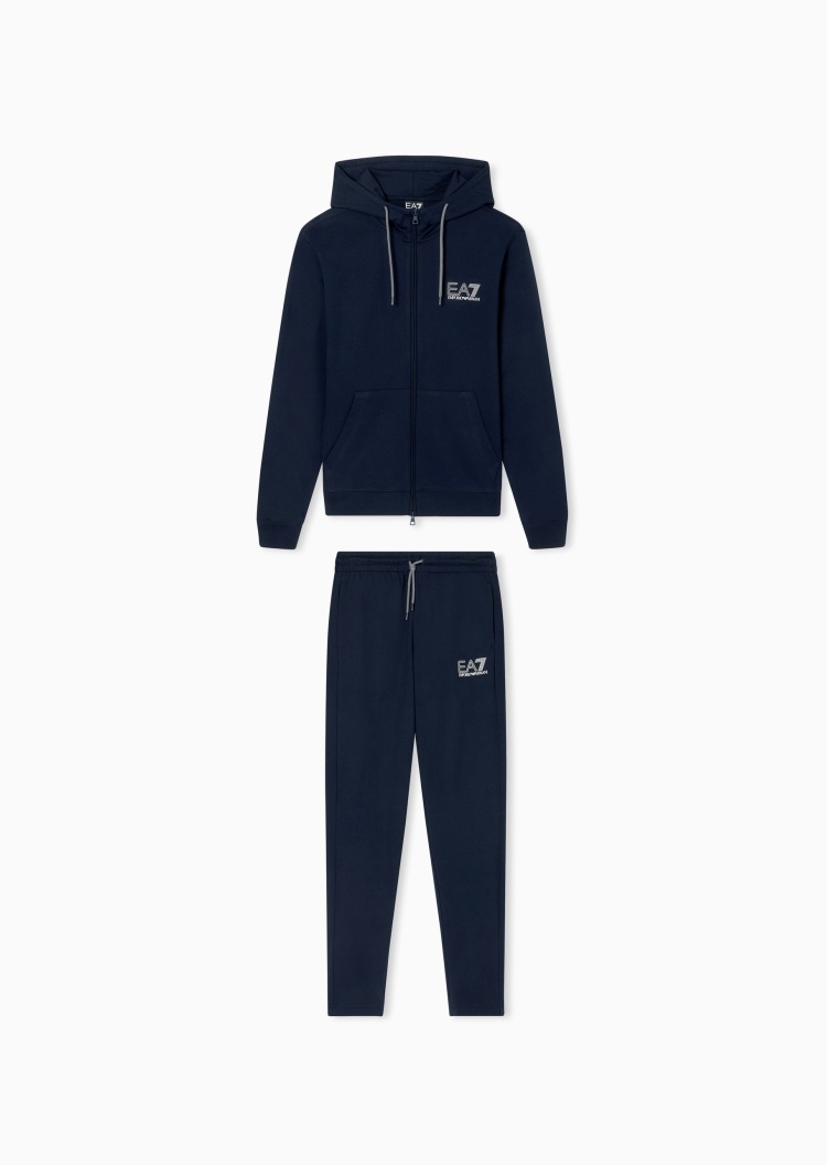 EA7 男士纯棉连帽开衫长裤毛圈印花运动套装