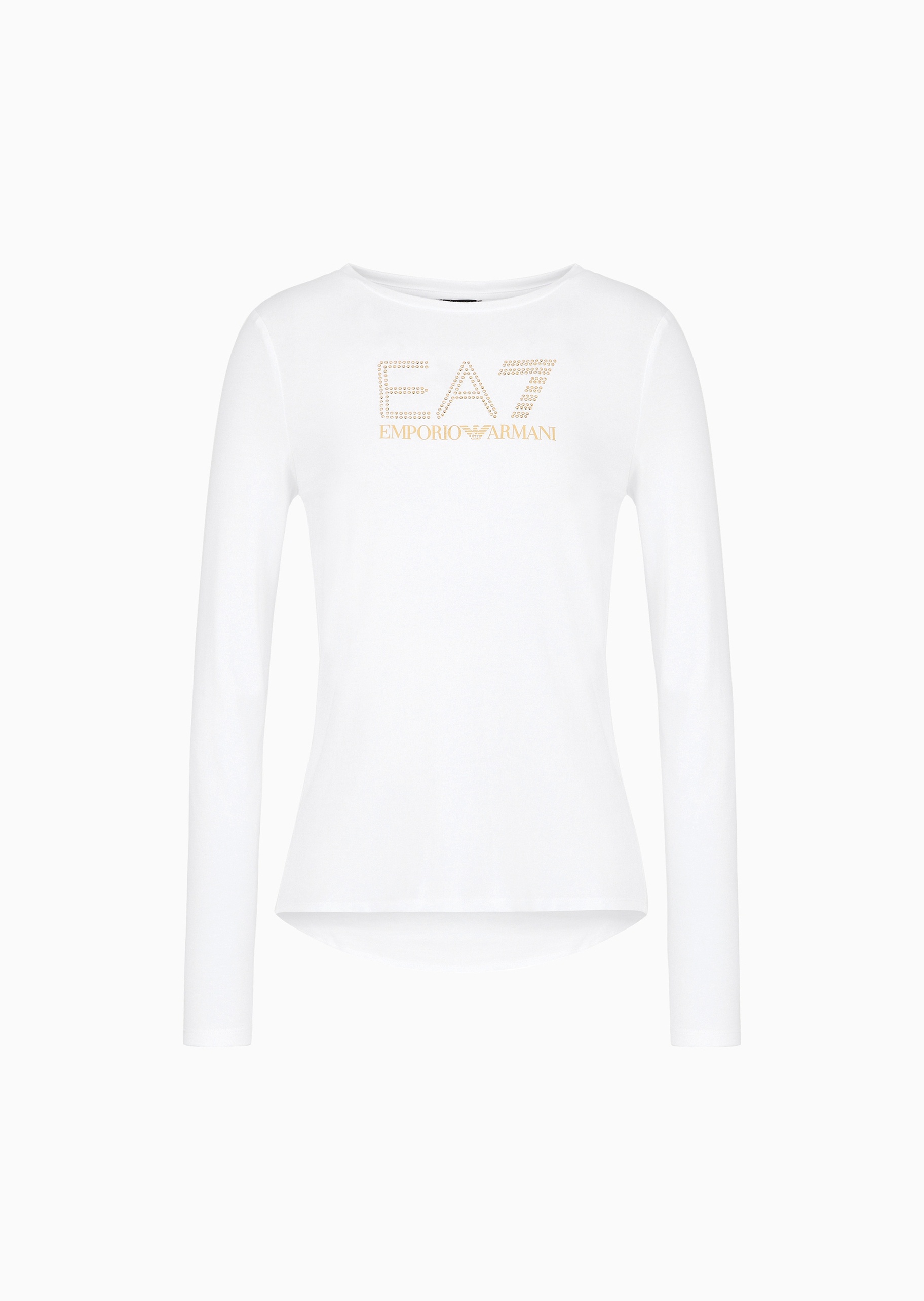 EA7 女士弹力修身长袖圆领健身训练T恤