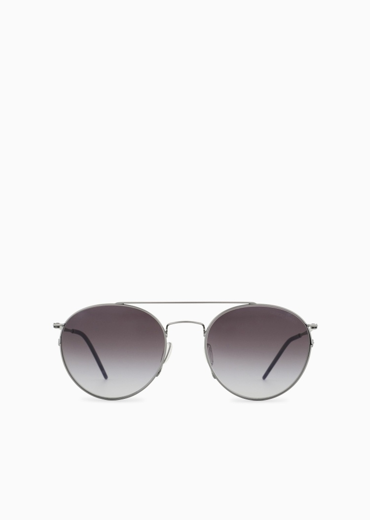 Giorgio Armani 男士双杠细框复古飞行员太阳眼镜