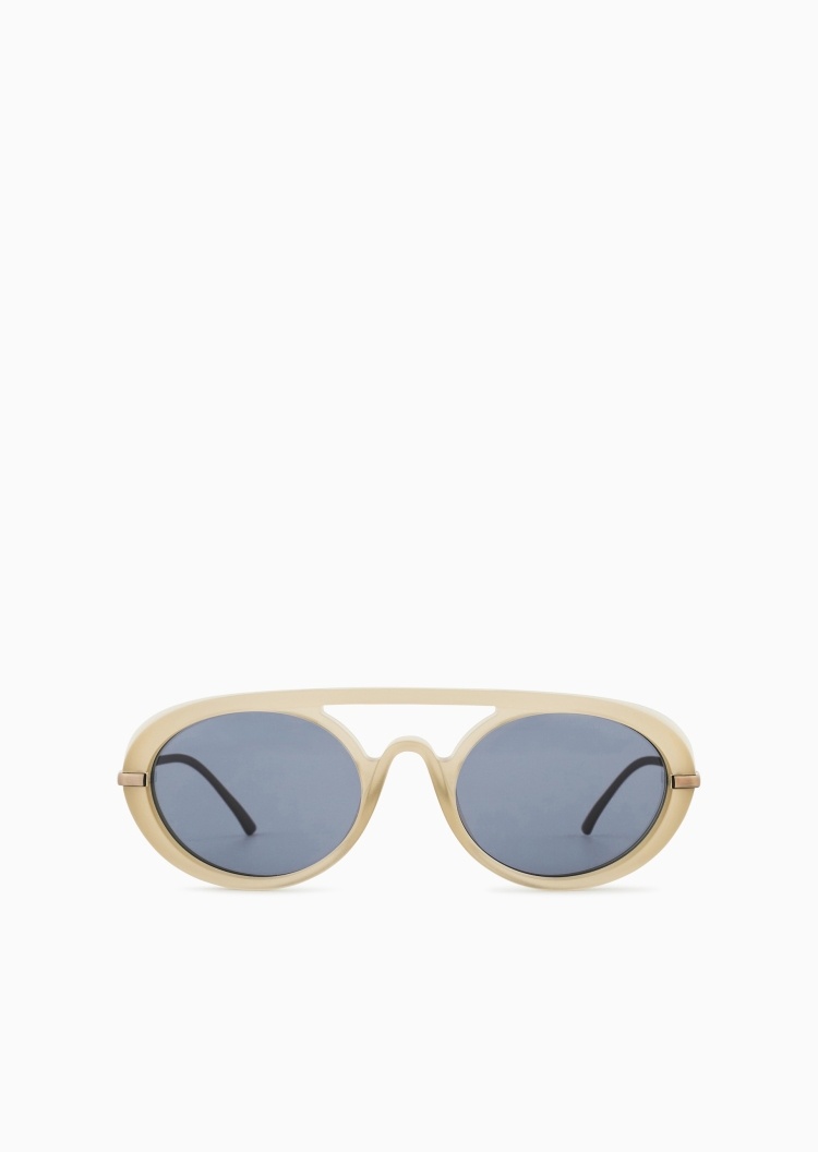 Giorgio Armani 男士椭圆双杠复古纤细金属镜腿太阳眼镜