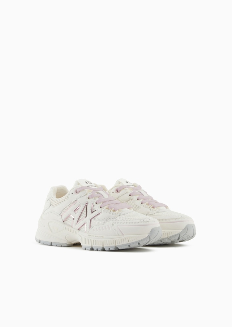 ARMANI EXCHANGE 女士系带低帮厚底网面拼接字母贴片休闲鞋