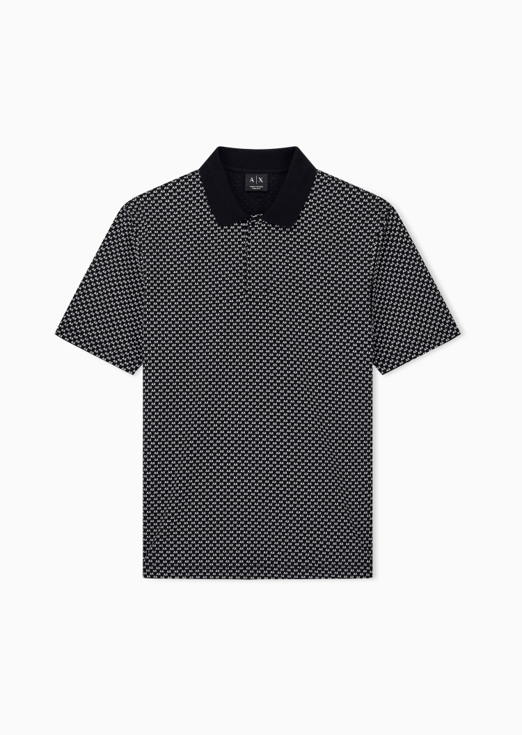 ARMANI EXCHANGE 男士短袖翻领满印休闲Polo衫
