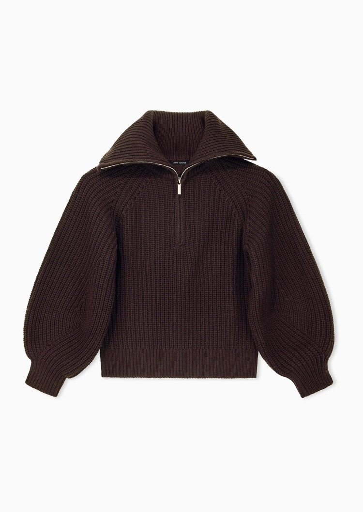 ARMANI EXCHANGE 女士混纺绞花套头半拉链针织毛衣
