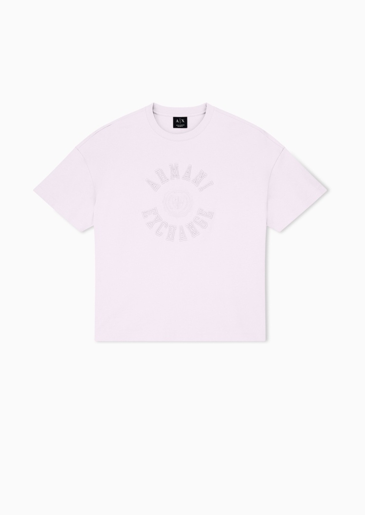 ARMANI EXCHANGE 女士纯棉宽松短袖圆领标识刺绣T恤