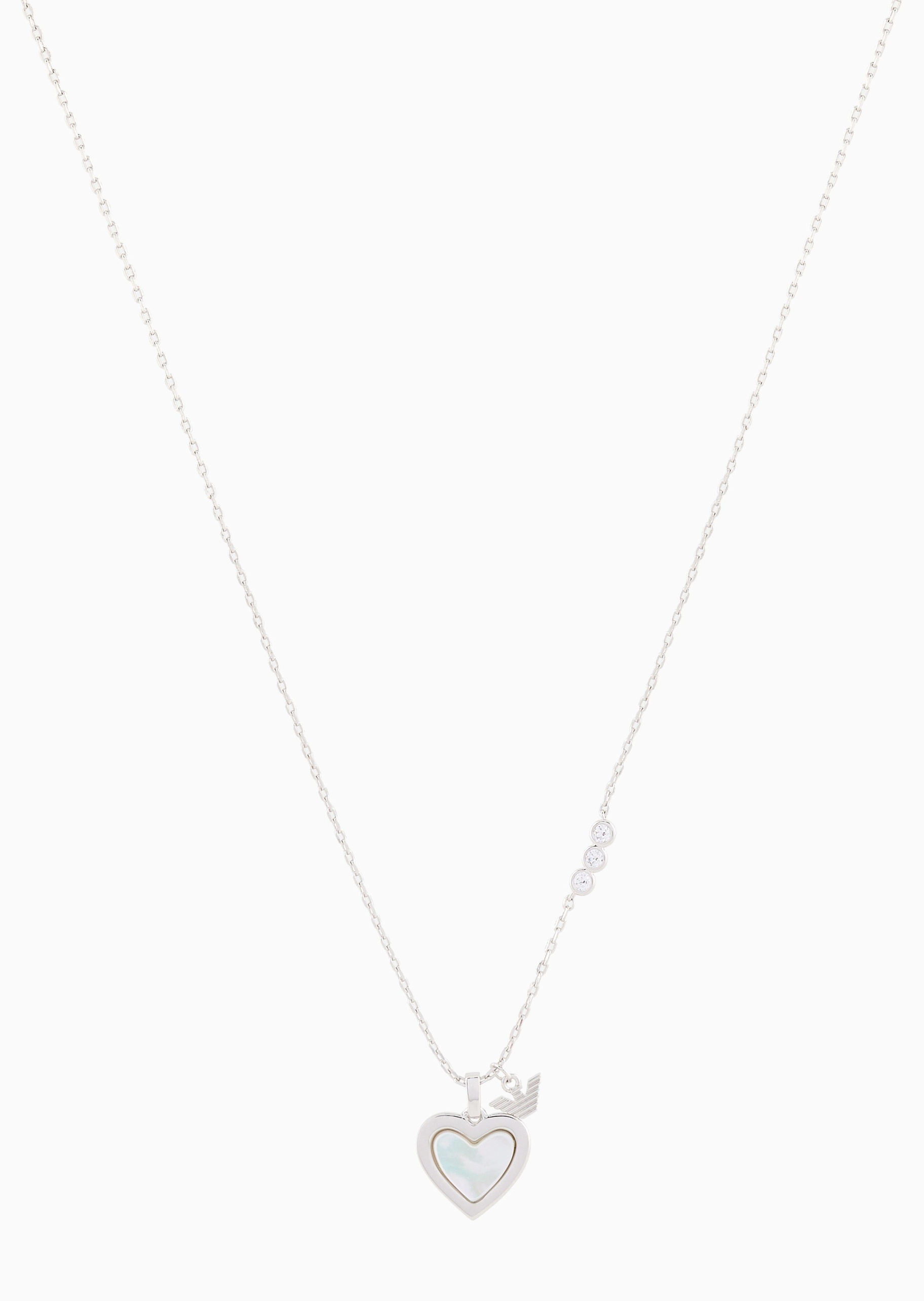 Emporio Armani 女士莹润珍珠贝母心形耳钉项链套装
