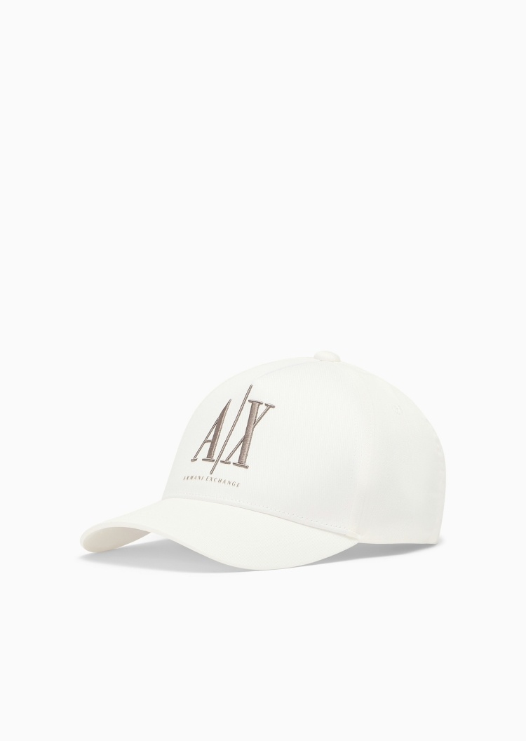 ARMANI EXCHANGE 男士纯棉排扣圆顶弯檐LOGO刺绣棒球帽