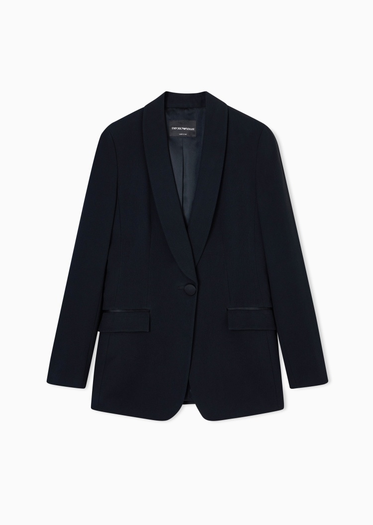 Emporio Armani 女士修身长袖青果领单粒扣秀场同款西装外套