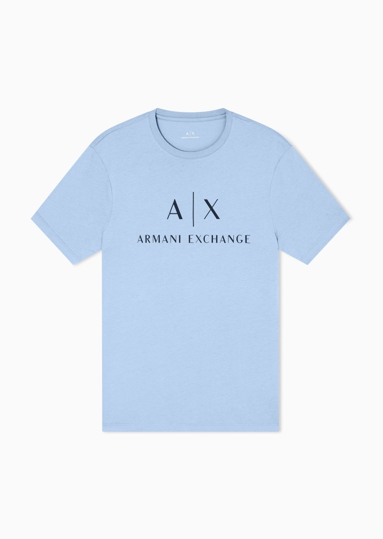 ARMANI EXCHANGE 男士纯棉修身短袖圆领正肩经典印花T恤