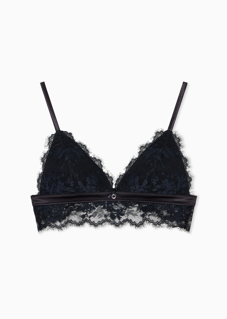 Emporio Armani 女士可调节肩带镂空花卉蕾丝文胸