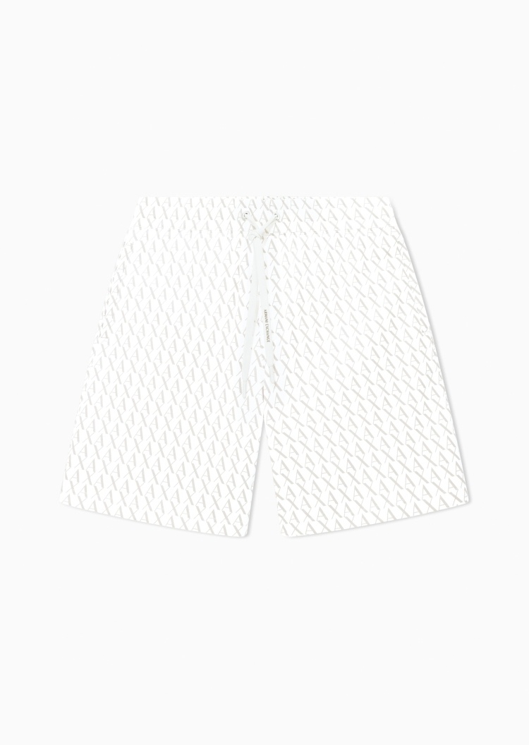 ARMANI EXCHANGE 男士纯棉系带满印LOGO百慕大短裤