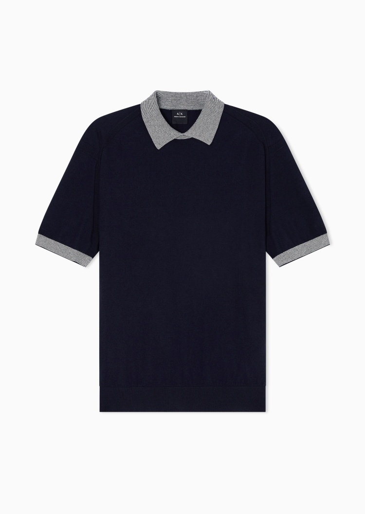 ARMANI EXCHANGE 男士全棉短袖翻领针织Polo衫