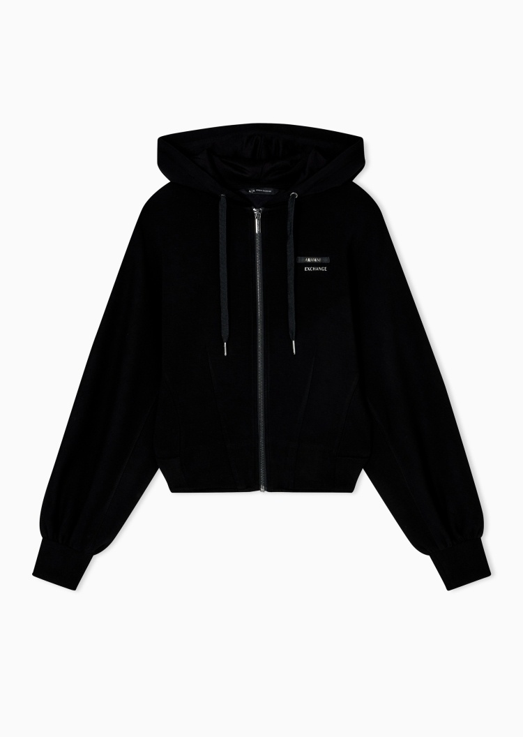 ARMANI EXCHANGE 女士修身长袖连帽拉链纯色重磅卫衣外套