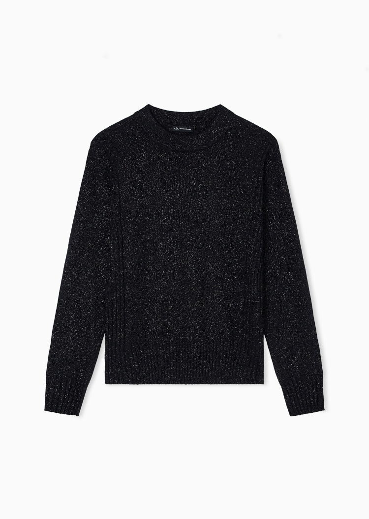 ARMANI EXCHANGE 女士绵羊毛长袖圆领金银丝套头毛衣
