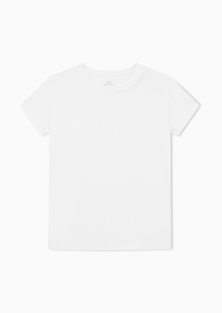 ARMANI EXCHANGE 女士纯棉宽松短袖圆领纯色轻薄T恤衫