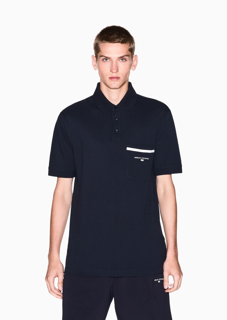 ARMANI EXCHANGE 男士珠地全棉短袖翻领Polo衫