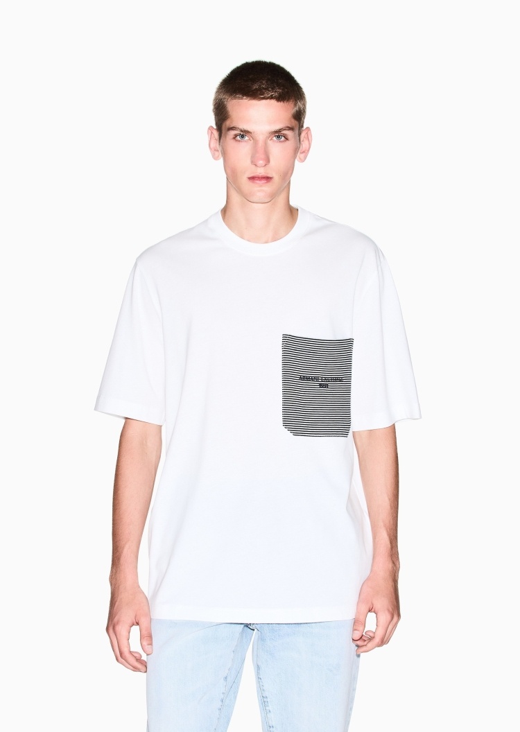 ARMANI EXCHANGE 男士纯棉宽松短袖圆领正肩撞色轻薄T恤