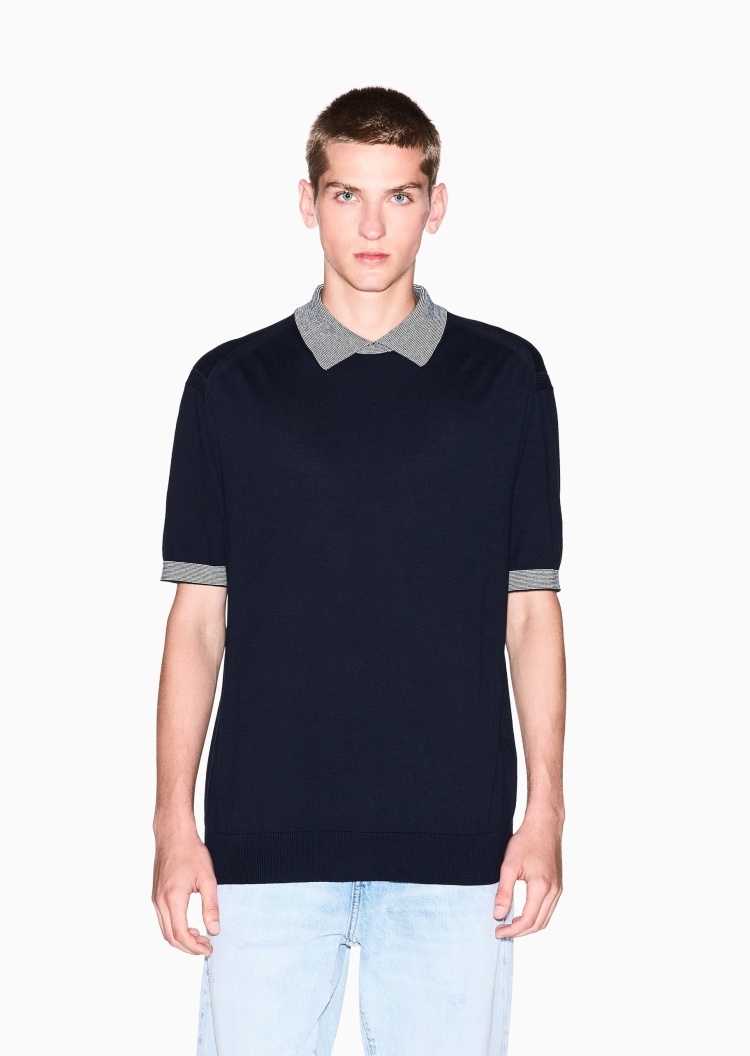 ARMANI EXCHANGE 男士全棉短袖翻领针织Polo衫