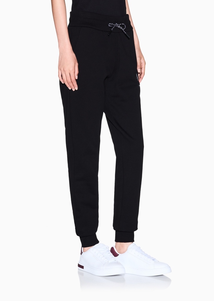 ARMANI EXCHANGE 女士全棉合身系带长款锥形束脚重磅慢跑卫裤