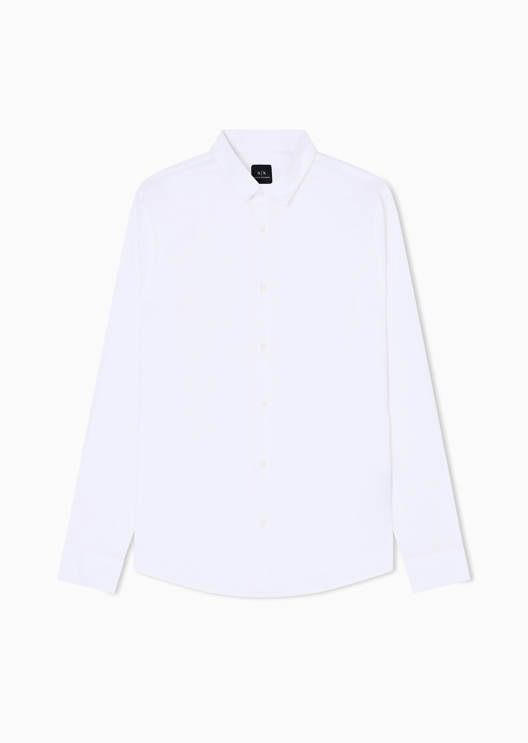 ARMANI EXCHANGE 男士纯棉微弹修身长袖翻领纯色衬衫