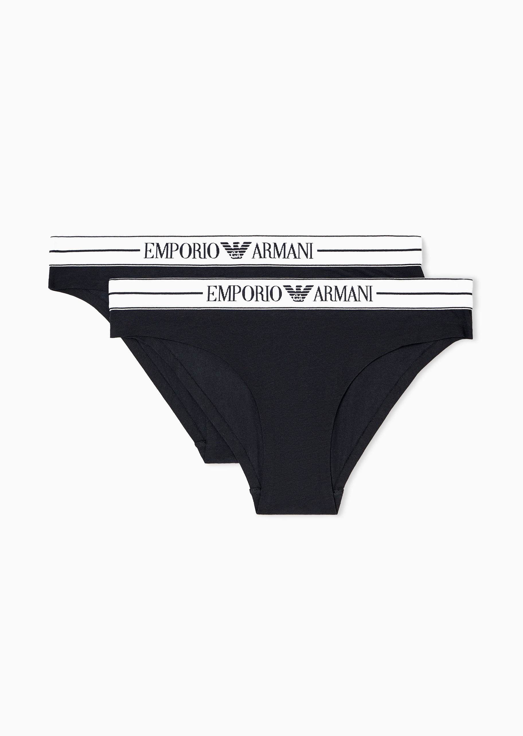 Emporio Armani 女士纯棉弹力三角两条装徽标饰边内裤套装