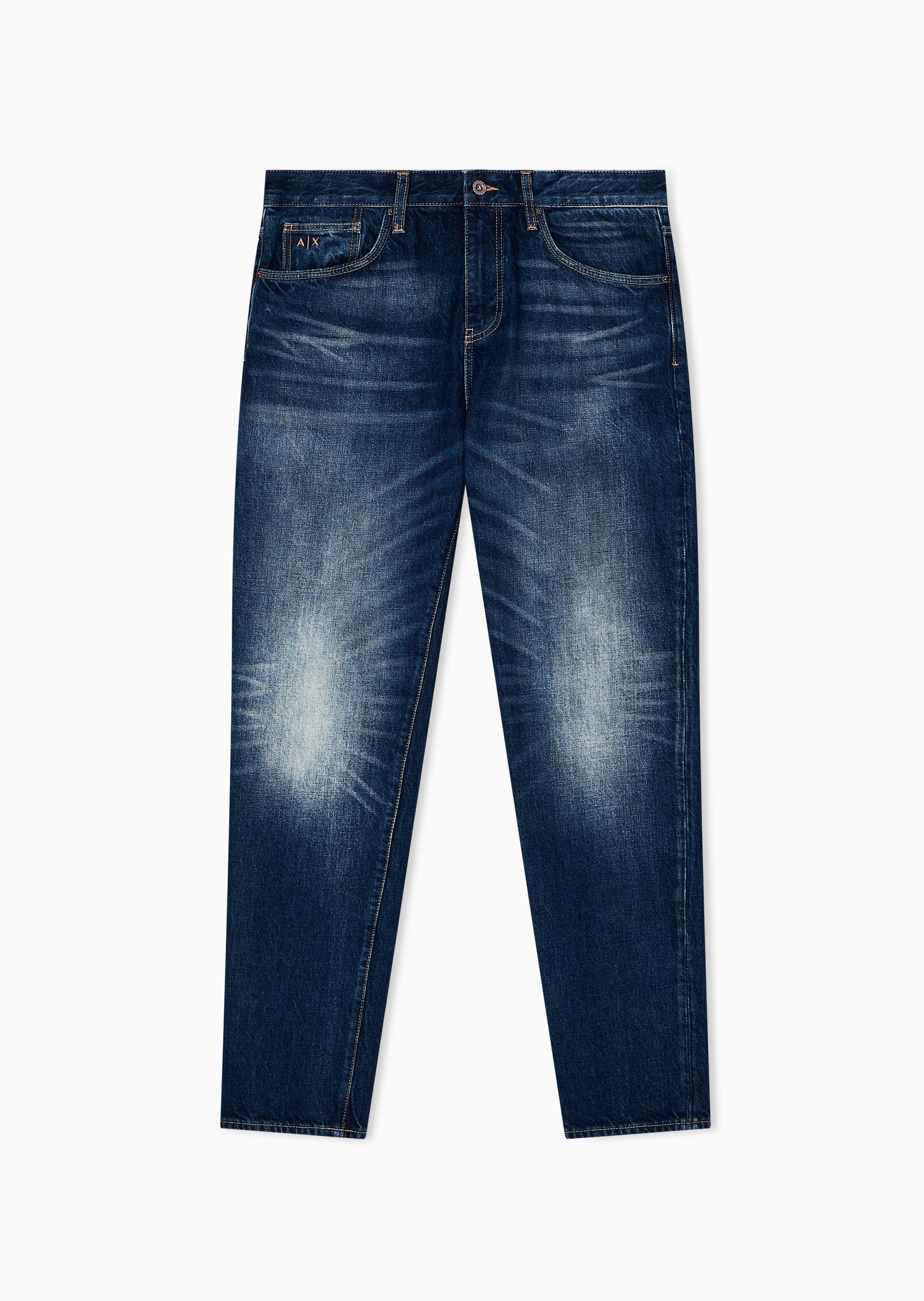 ARMANI EXCHANGE 男士直筒纯棉复古休闲水洗牛仔裤长裤