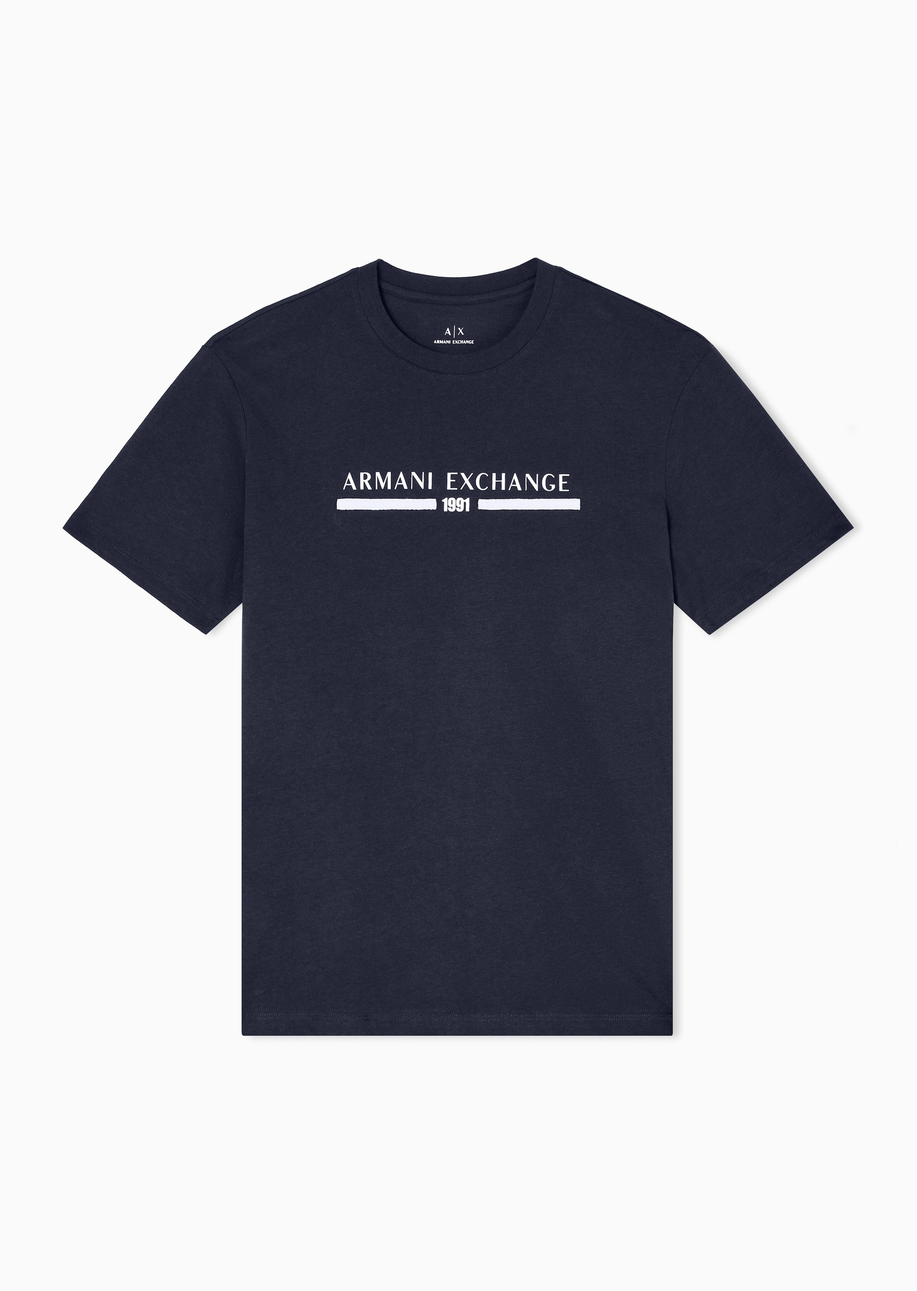 ARMANI EXCHANGE 男士全棉合身短袖圆领撞色标识轻薄T恤