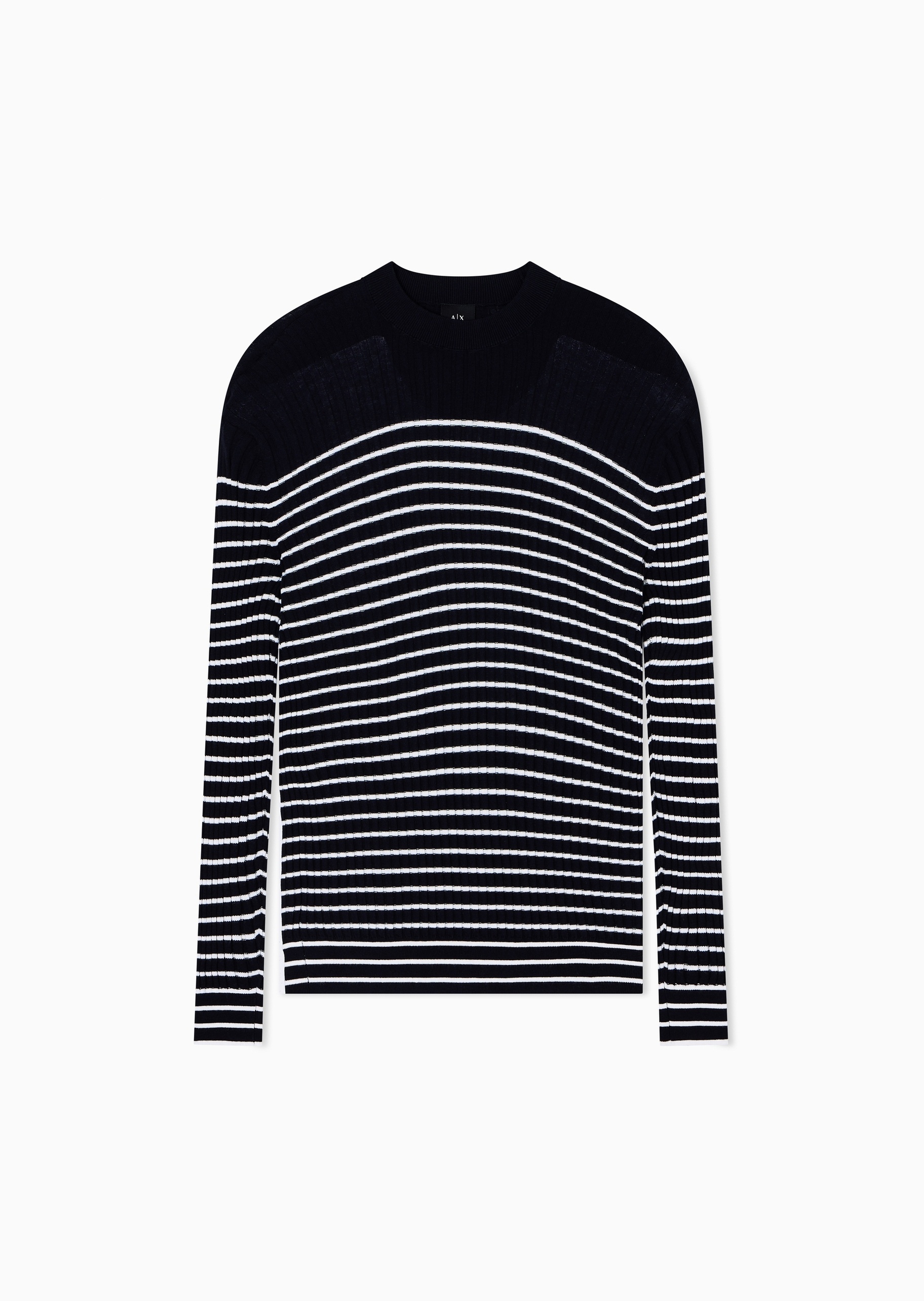 ARMANI EXCHANGE 男士纯棉圆领休闲撞色条纹套头针织衫
