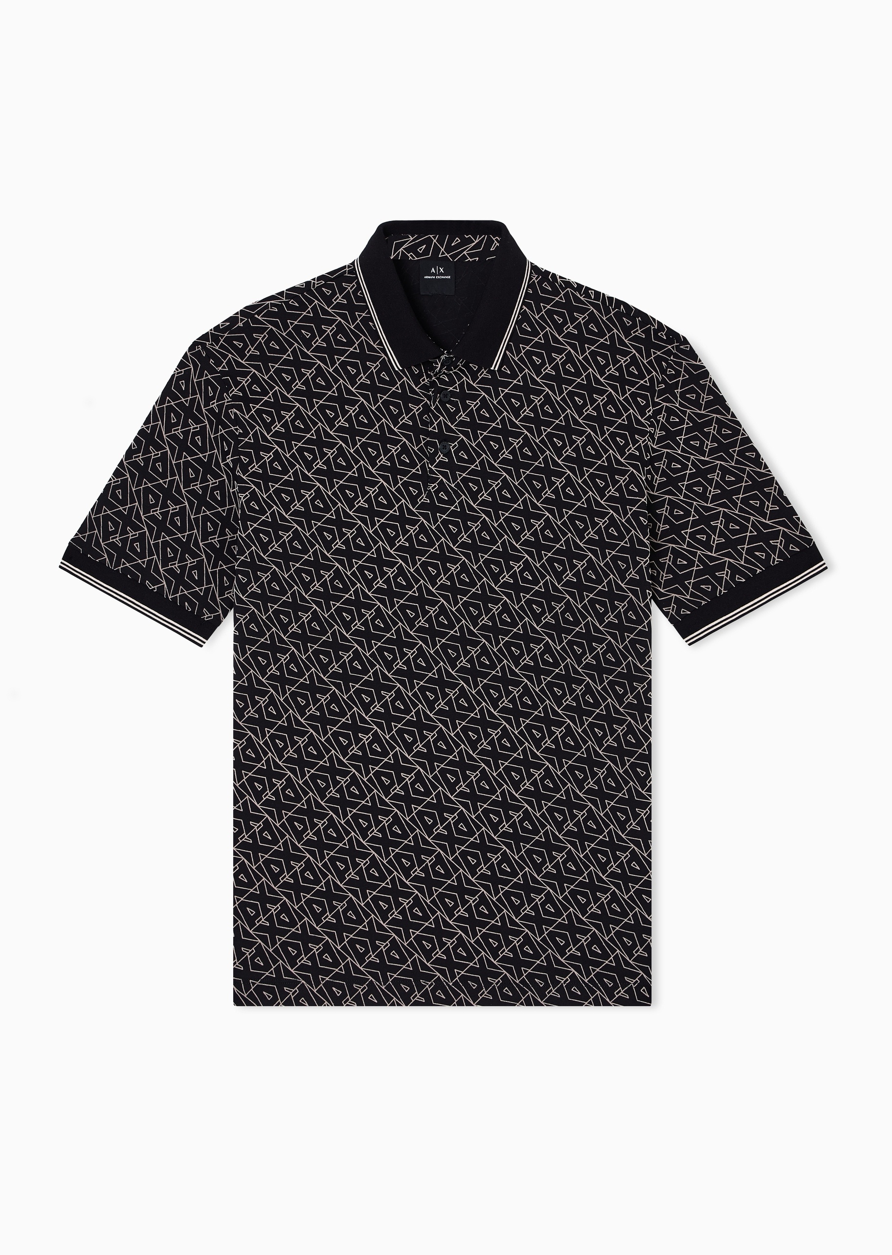 ARMANI EXCHANGE 男士纯棉短袖翻领植绒老花Polo衫