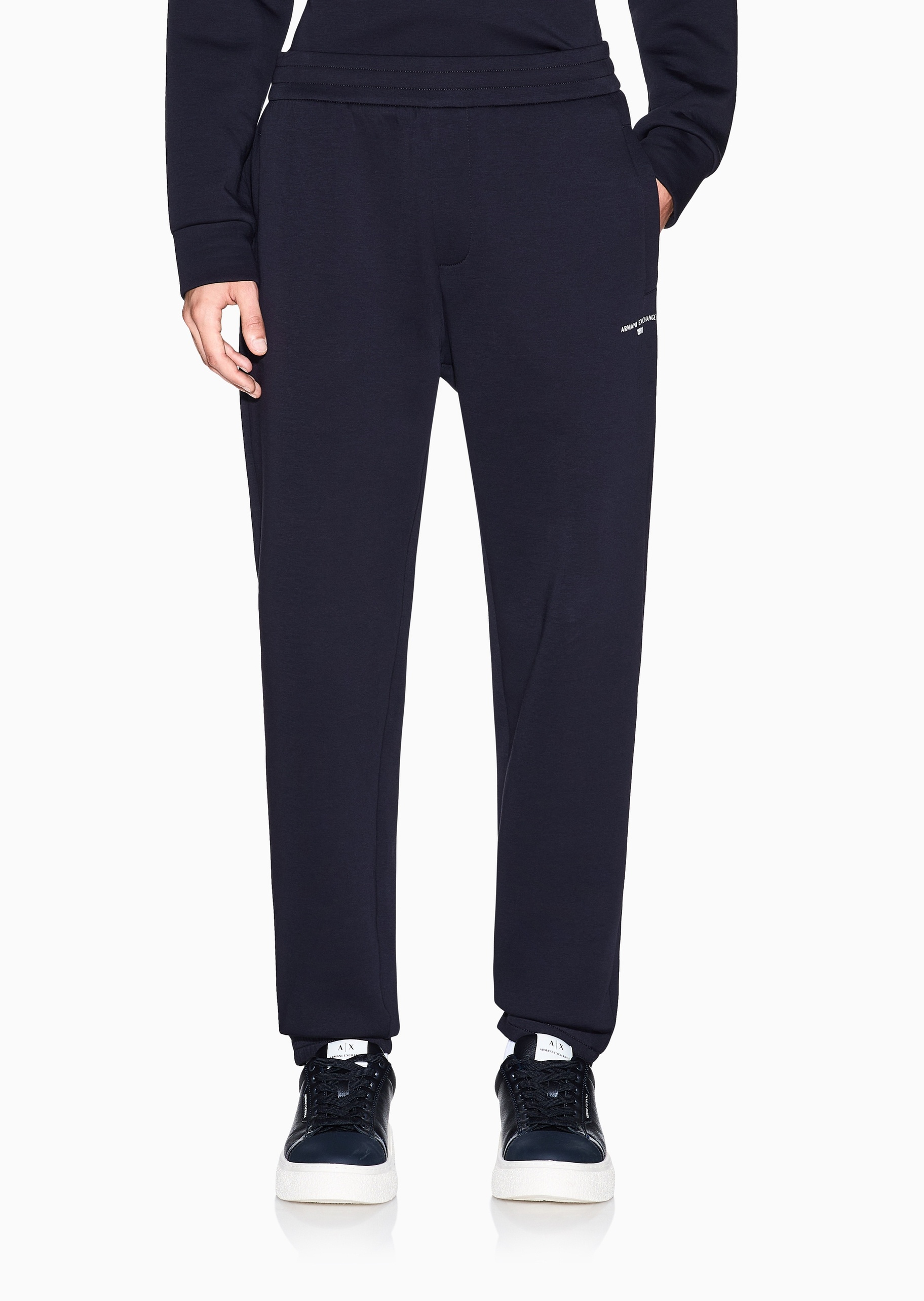 ARMANI EXCHANGE 男士棉质微弹合身长款锥形束脚重磅卫裤