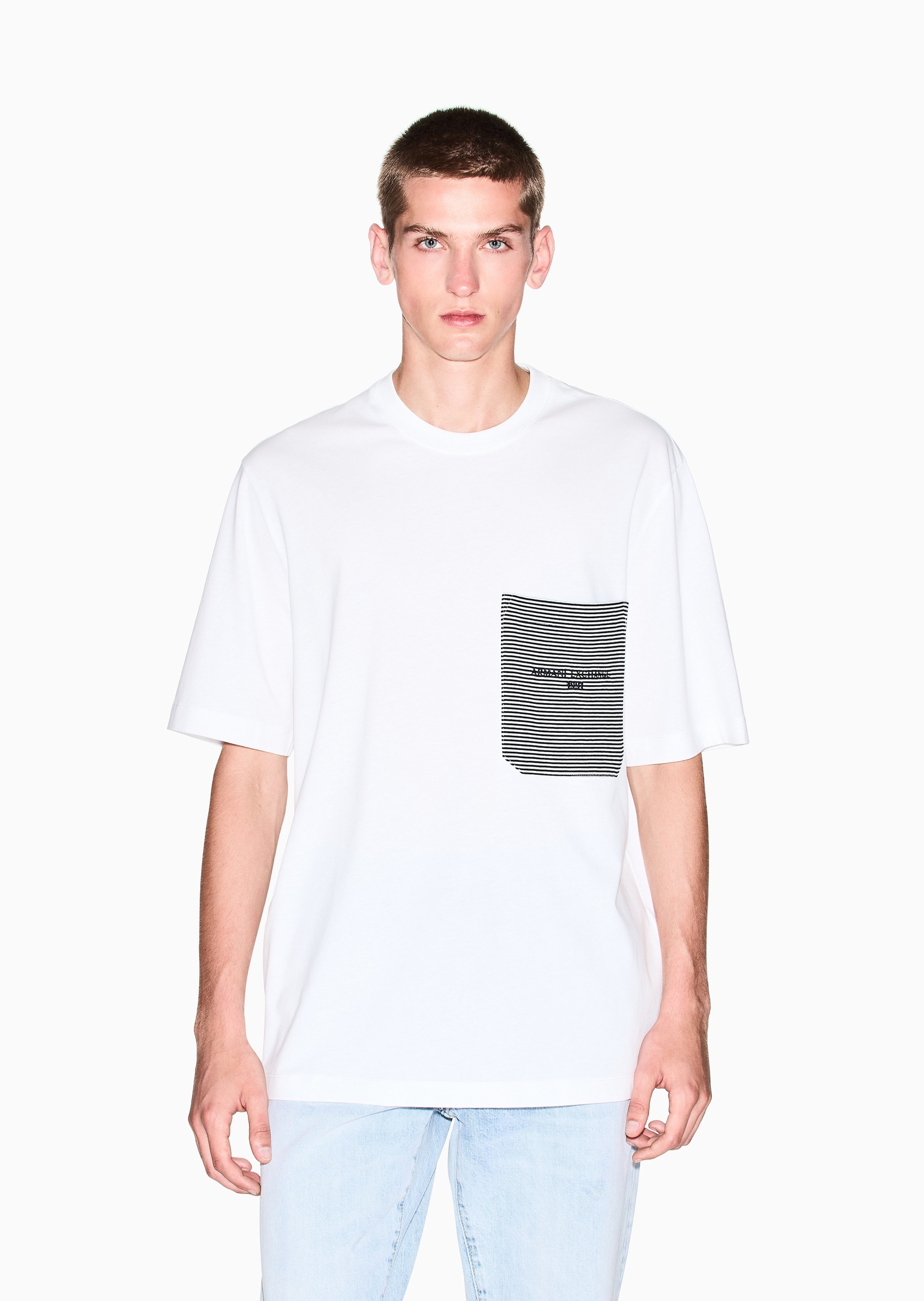 ARMANI EXCHANGE 男士纯棉宽松短袖圆领正肩撞色轻薄T恤