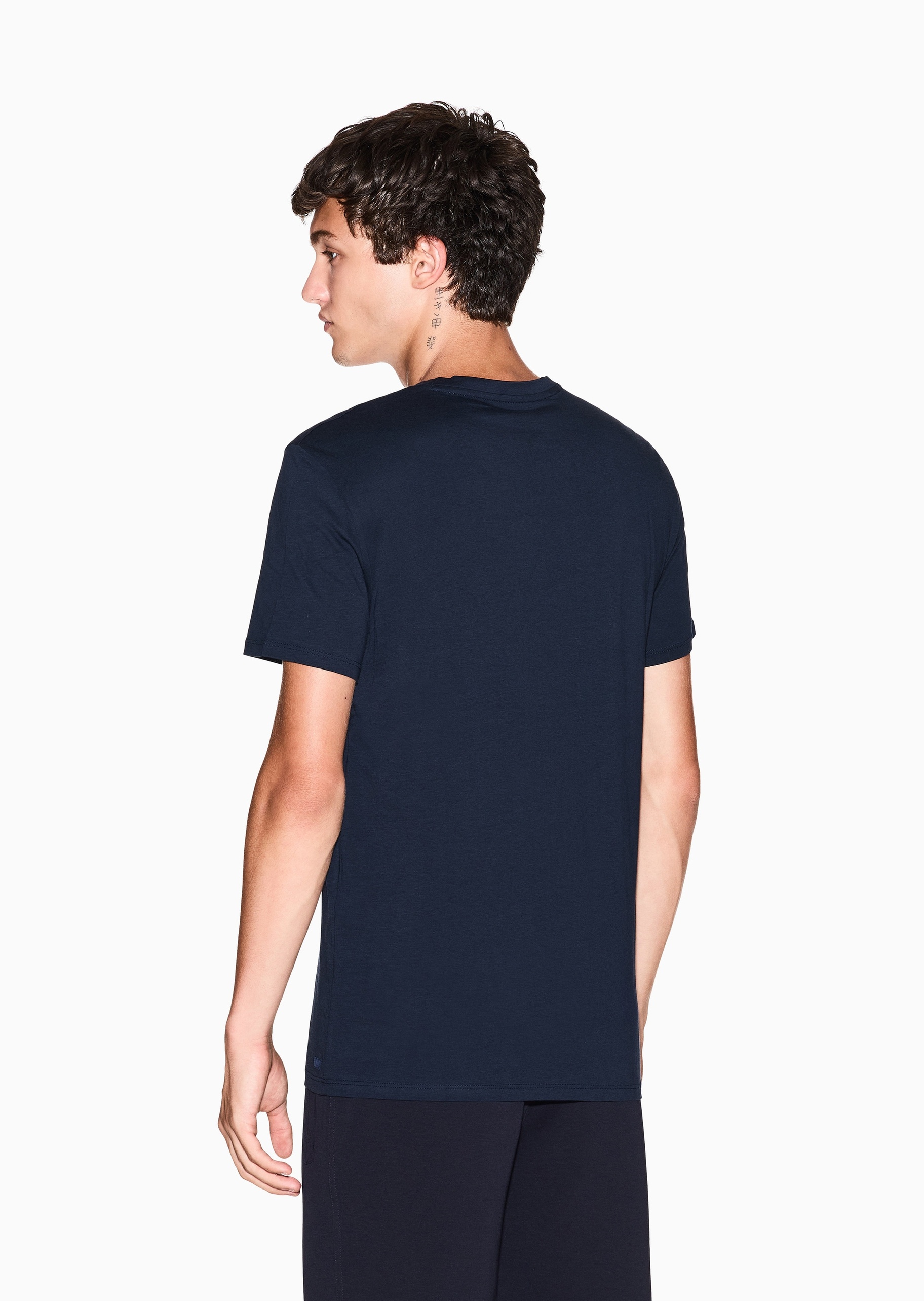 ARMANI EXCHANGE 男士纯棉重磅修身短袖V领纯色简约T恤