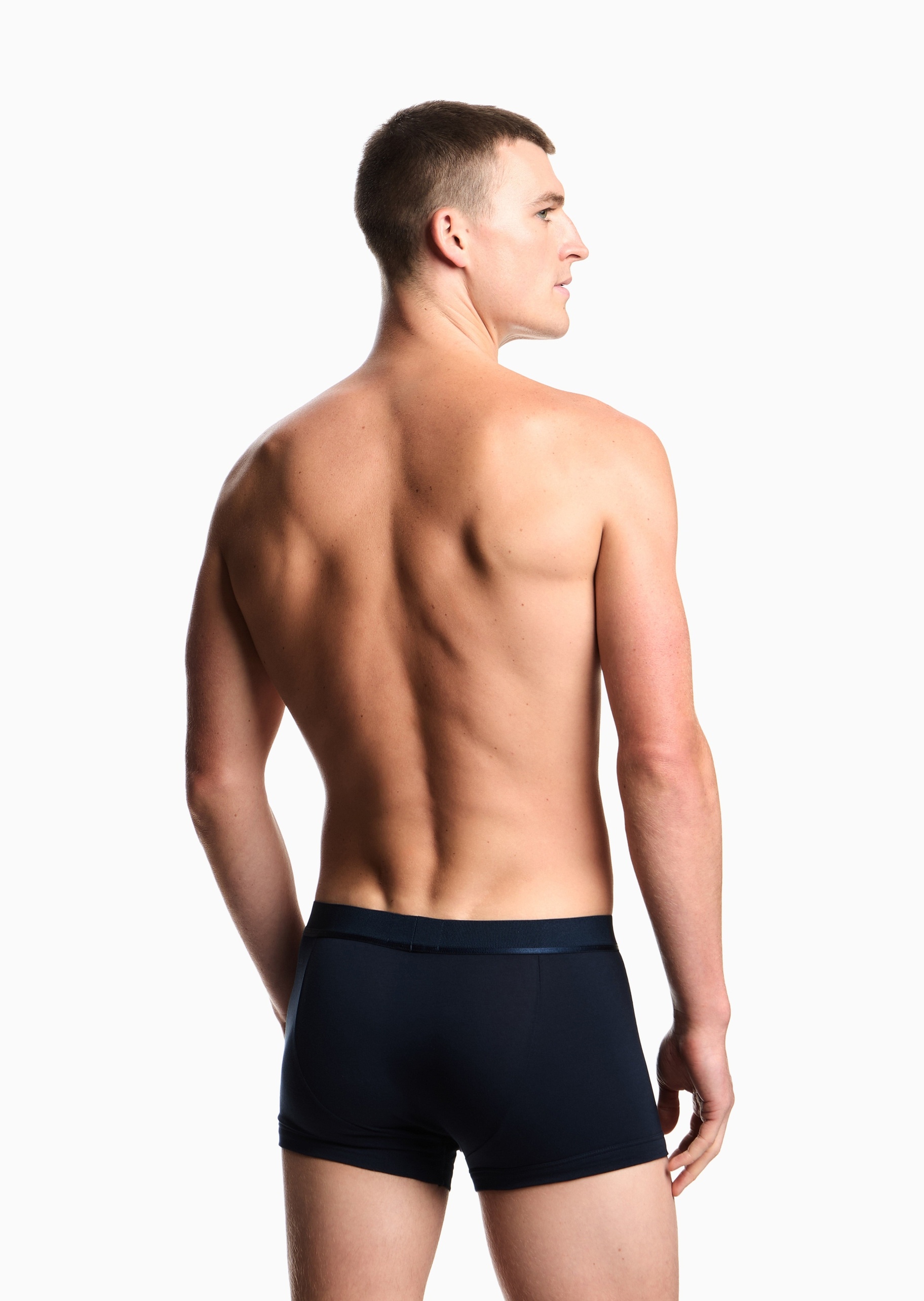 Emporio Armani 男士纯棉弹力平角三条装徽标饰边内裤套装