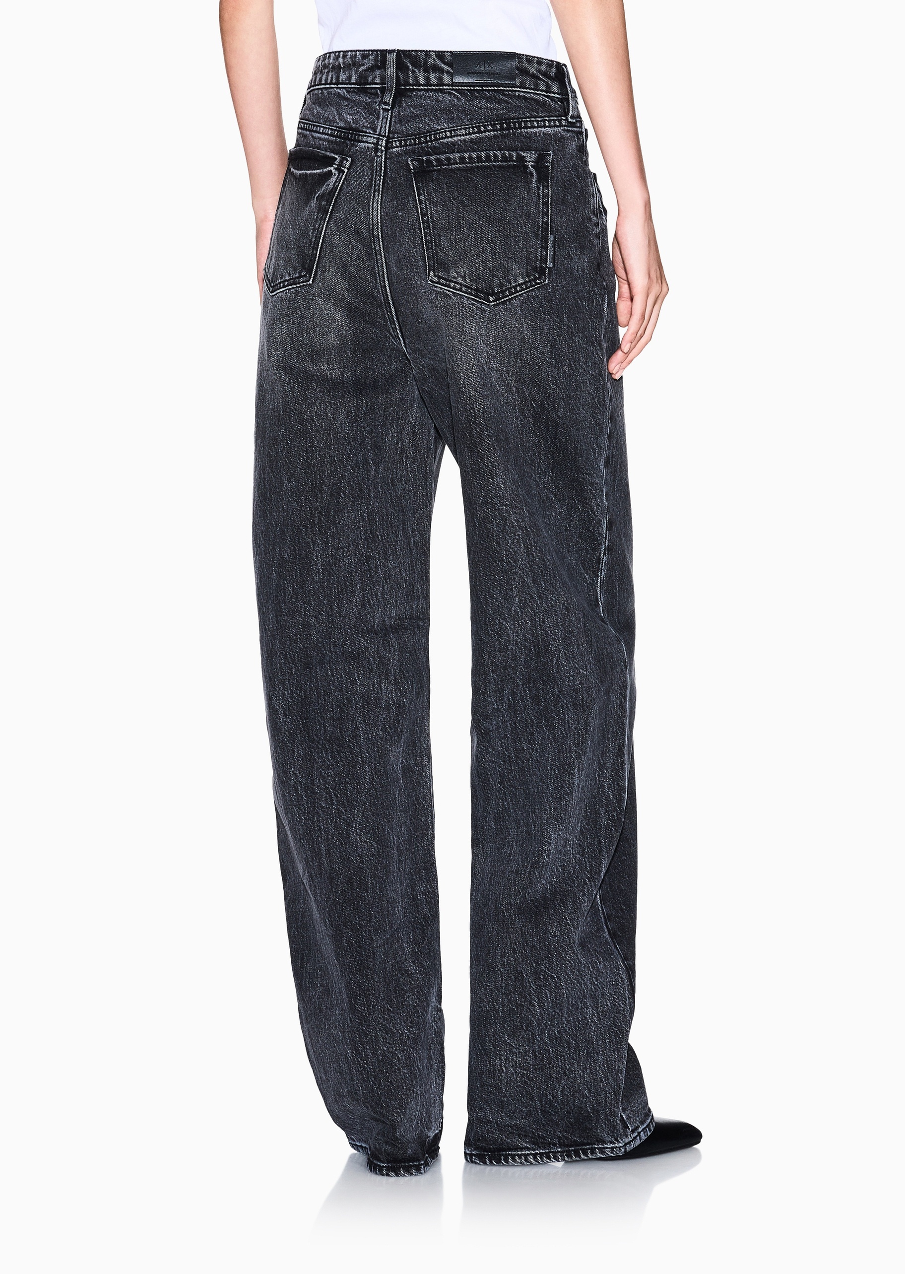 ARMANI EXCHANGE 女士纯棉微弹宽松高腰加长直筒牛仔裤