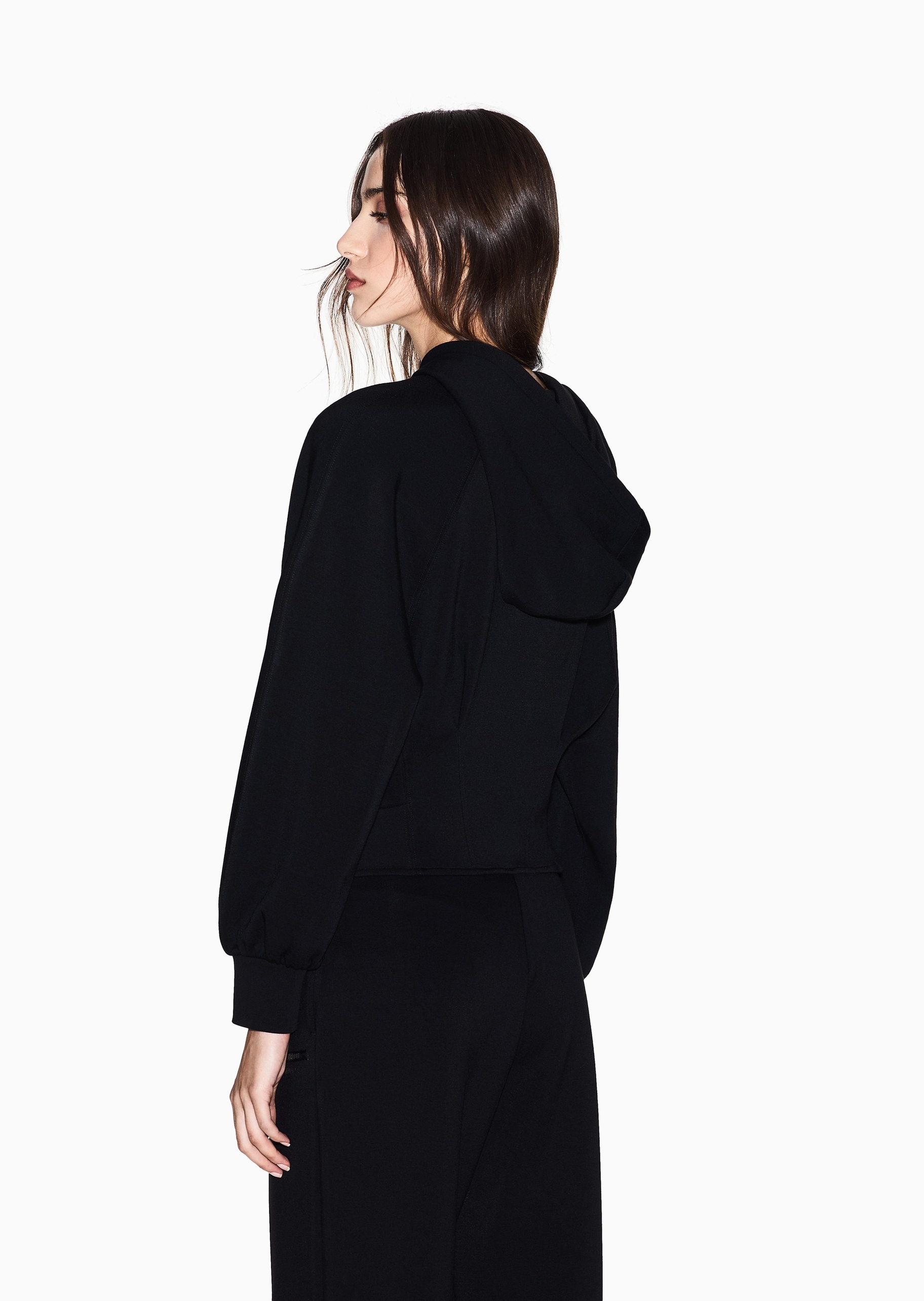 ARMANI EXCHANGE 女士修身长袖连帽拉链纯色重磅卫衣外套